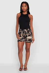 Womens Camouflage Cargo Pocket Shorts, Multi,