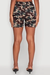 Womens Camouflage Cargo Pocket Shorts, Multi, Size L