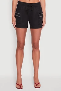 Womens Zipper Cargo Pocket Shorts,