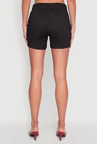 Womens Zipper Cargo Pocket Shorts,