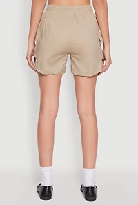 Womens Zipper Cargo Pocket Shorts, Khaki,