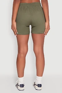 Womens Zipper Cargo Pocket Shorts, Green, Size M