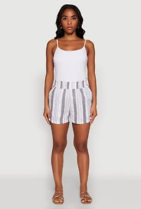 Womens Smocked Waist Striped Pants,