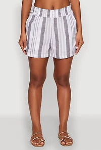 Womens Smocked Waist Striped Pants, XL