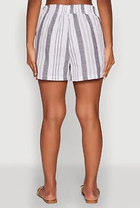 Womens Smocked Waist Striped Pants, Grey, Size M
