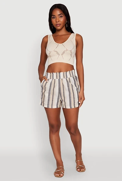 Smocked Waist Striped Pants