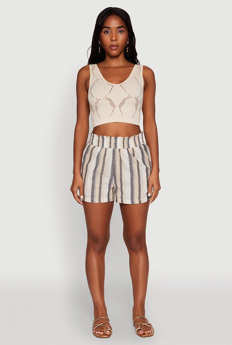 Smocked Waist Striped Pants