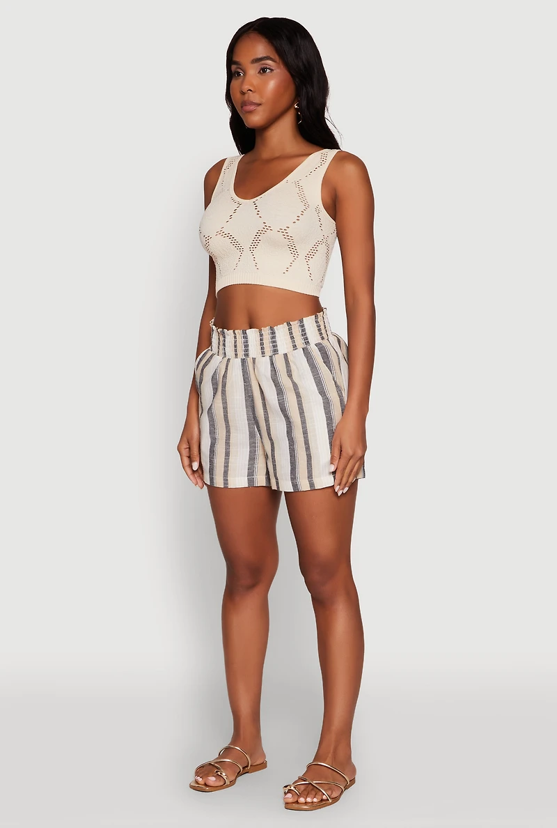 Smocked Waist Striped Pants