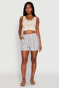 Womens Smocked Waist Striped Pants, Multi, Size S