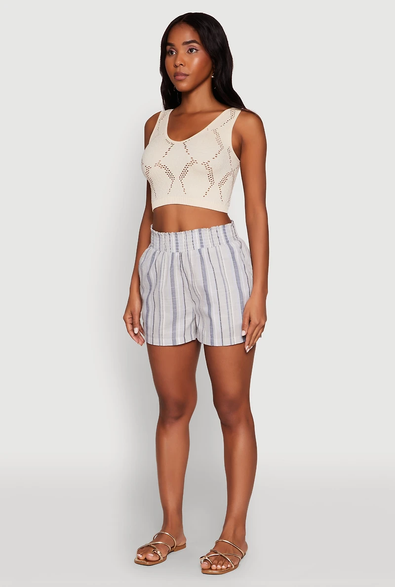 Womens Smocked Waist Striped Pants, Multi, Size XL