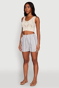 Womens Smocked Waist Striped Pants, Multi, Size XL