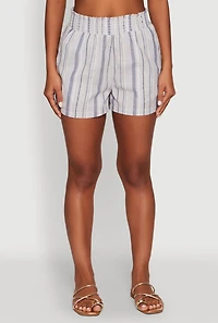 Womens Smocked Waist Striped Pants, Multi, Size S