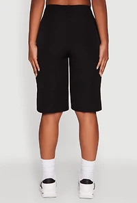 Womens Trendy High Waisted Nylon Cargo Shorts, XL