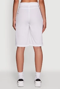 Womens Trendy High Waisted Nylon Cargo Shorts, White,