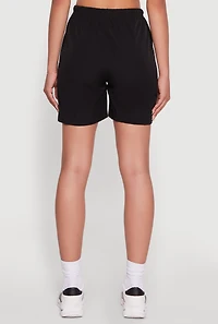 Womens Trendy Nylon Drawstring Waist Utility Shorts, Black, Size L