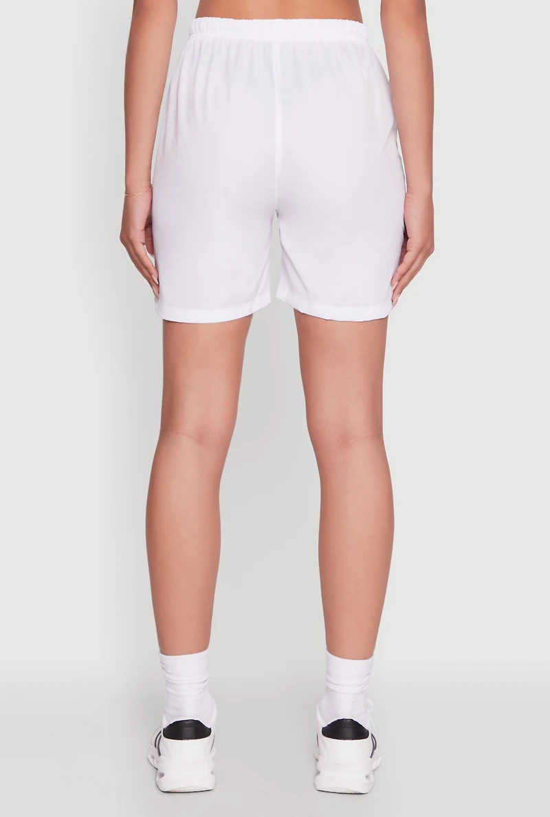 Womens Trendy Nylon Drawstring Waist Utility Shorts, White,