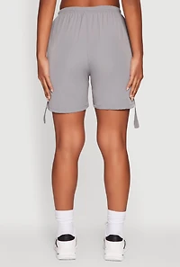 Womens Trendy Nylon Drawstring Waist Utility Shorts, Grey, Size S