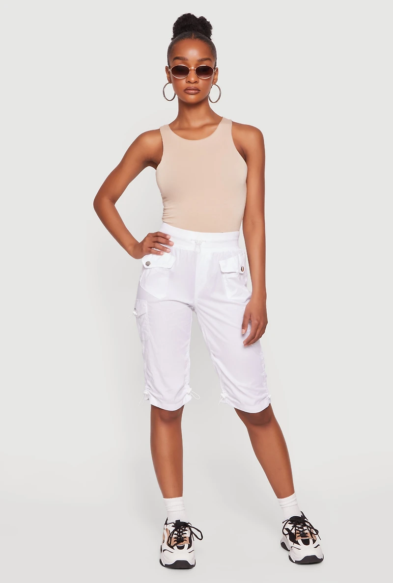 Toggle Drawstring Hem Utility Cargo Shorts