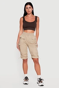 Toggle Drawstring Hem Utility Cargo Shorts