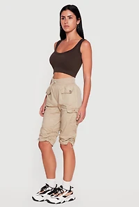Toggle Drawstring Hem Utility Cargo Shorts