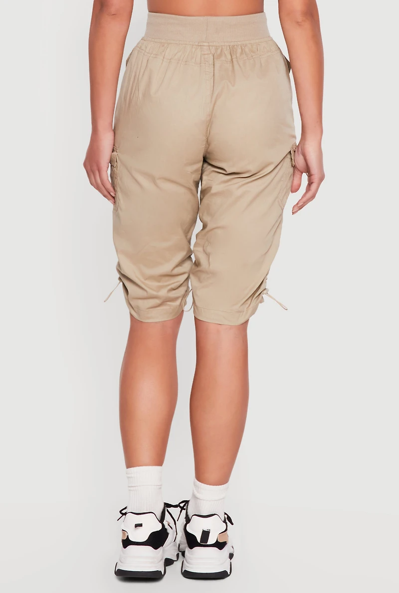 Toggle Drawstring Hem Utility Cargo Shorts