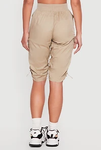 Toggle Drawstring Hem Utility Cargo Shorts