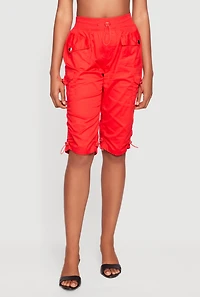 Toggle Drawstring Hem Utility Cargo Shorts