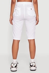 High Waisted Cargo Pocket Bermuda Shorts