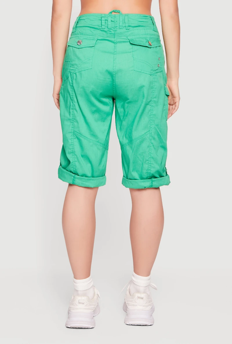 Rolled Cuff Utility Cargo Shorts