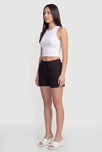 Drawstring High Waisted Cargo Shorts