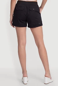 Drawstring High Waisted Cargo Shorts