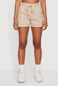 Drawstring High Waisted Cargo Shorts