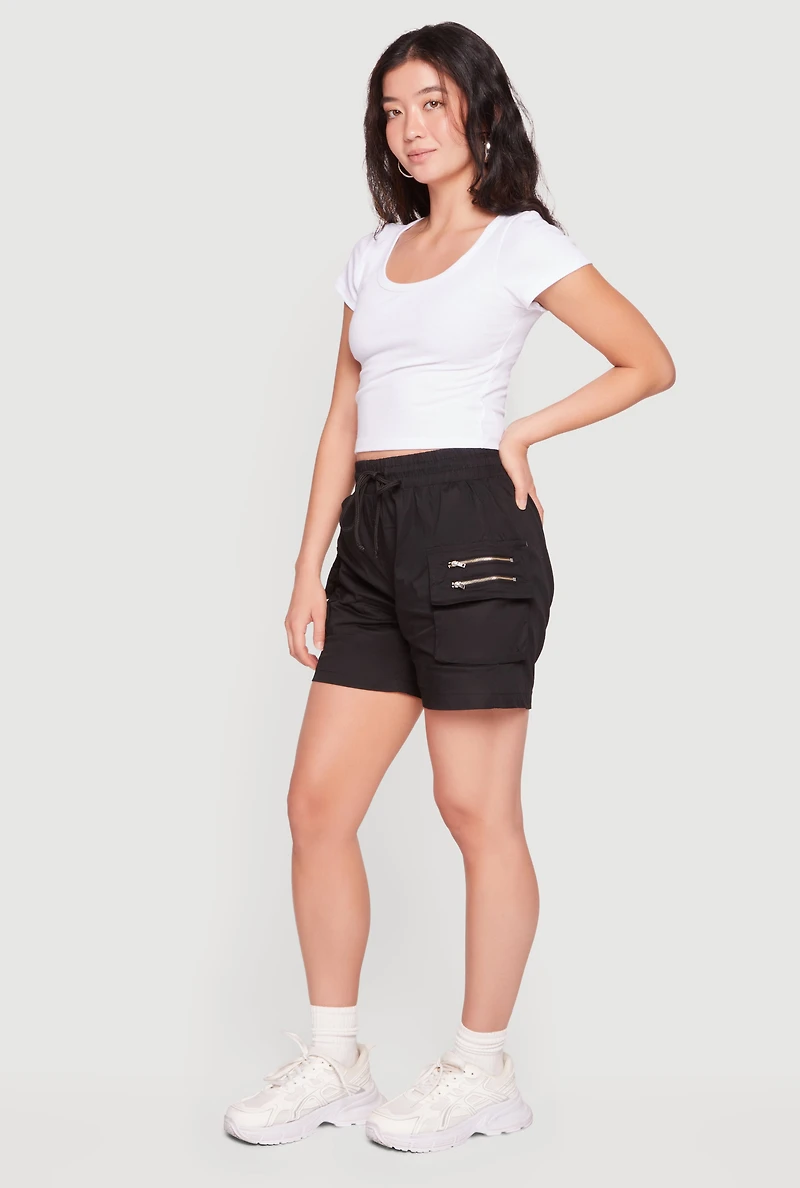 Double Zip Detail Cargo Pocket Shorts