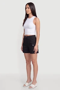 High Waisted Cargo Pocket Shorts