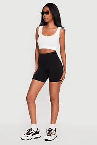 High Waisted Seamless Solid Bike Shorts