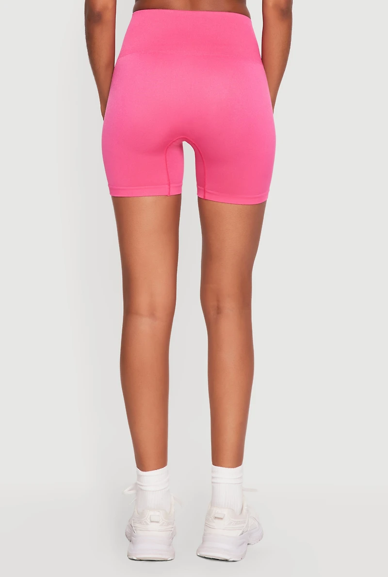 High Waisted Seamless Solid Bike Shorts