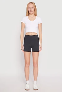 Womens Side Pocket High Waist Biker Shorts, S