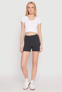 Womens Side Pocket High Waist Biker Shorts, S