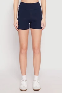 Womens Side Pocket High Waist Biker Shorts,