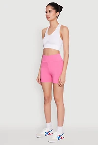 Womens Side Pocket High Waist Biker Shorts, M