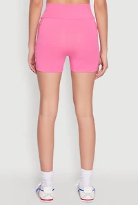 Womens Side Pocket High Waist Biker Shorts, Pink,