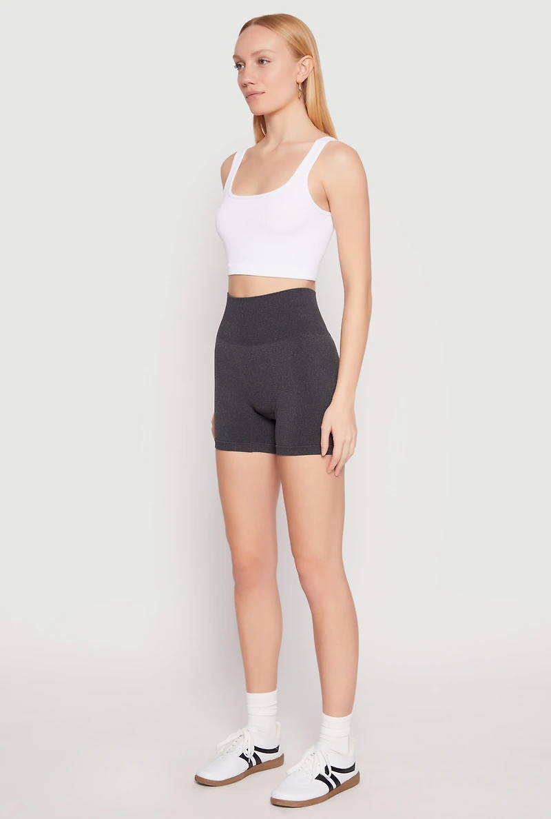 Womens Seamless High Waisted Biker Shorts,