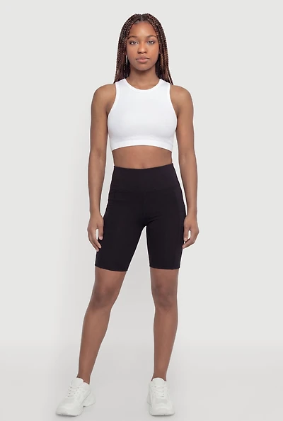 High Waisted Bike Shorts with Cell Phone Pockets