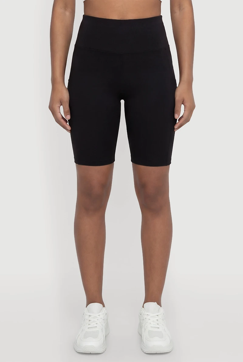 High Waisted Bike Shorts with Cell Phone Pockets