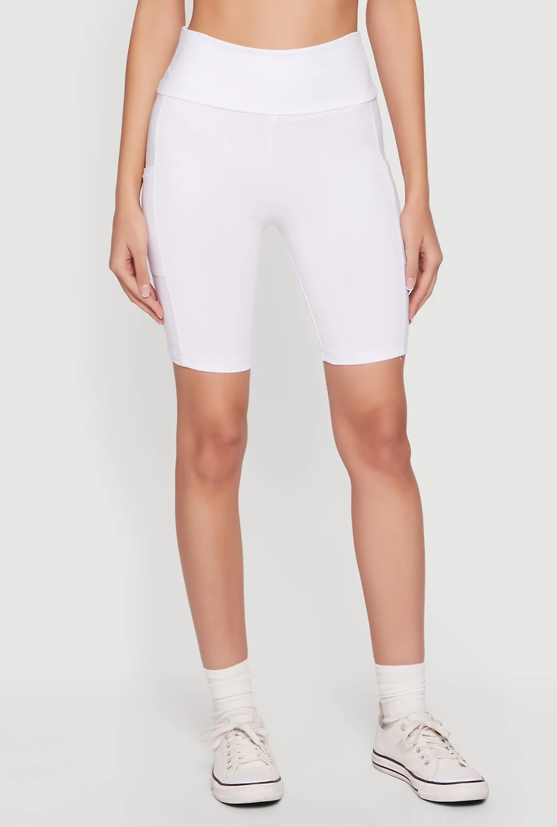 High Waisted Bike Shorts with Cell Phone Pockets