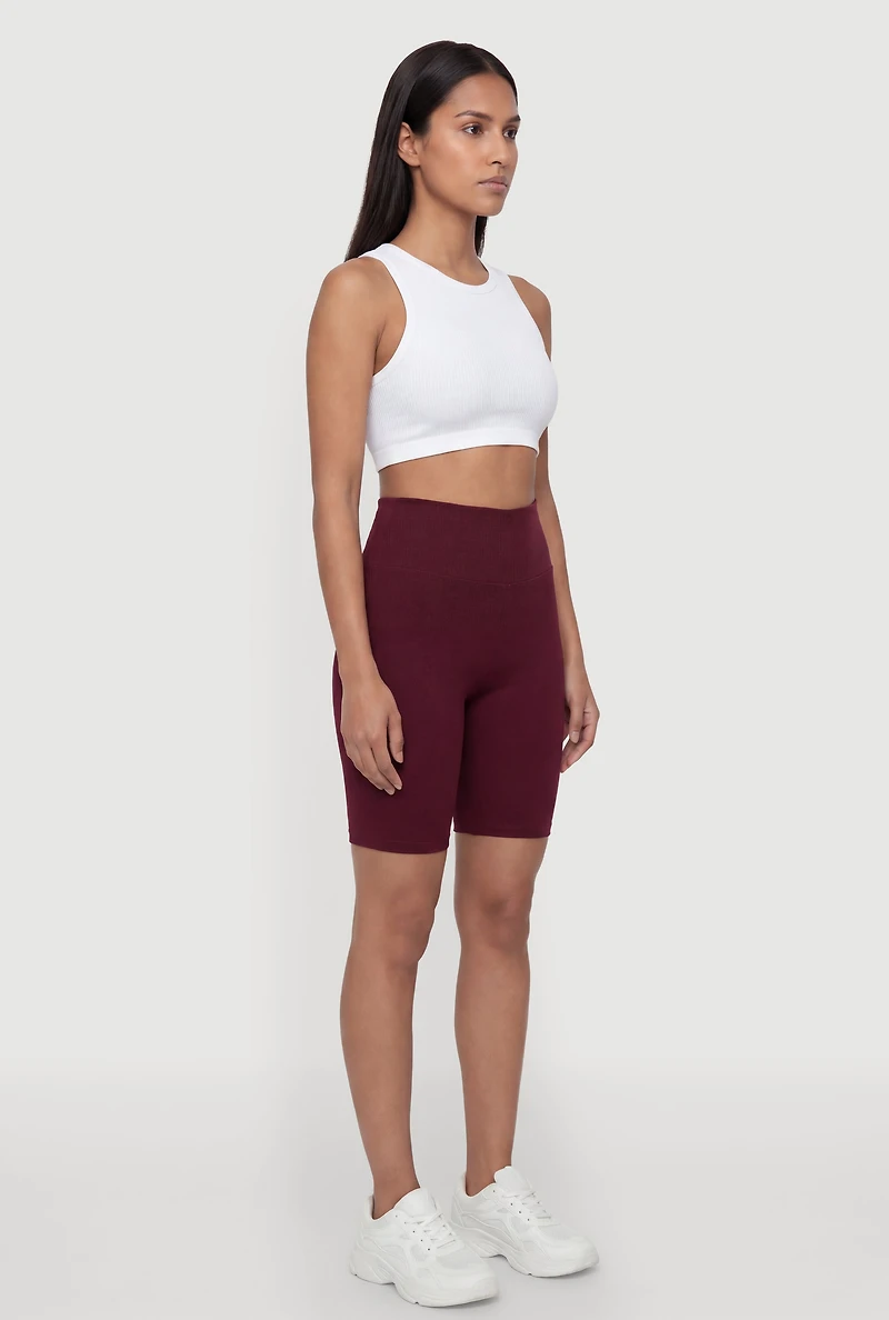 High Waisted Bike Shorts with Cell Phone Pockets
