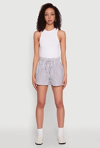 Womens Seersucker Striped Drawstring Waist Shorts, Multi, Size L