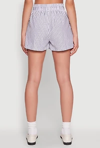 Womens Seersucker Striped Drawstring Waist Shorts,