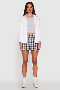 Womens Pull On Plaid Shorts, Multi, Size L