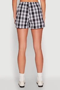 Womens Pull On Plaid Shorts, Multi, Size L